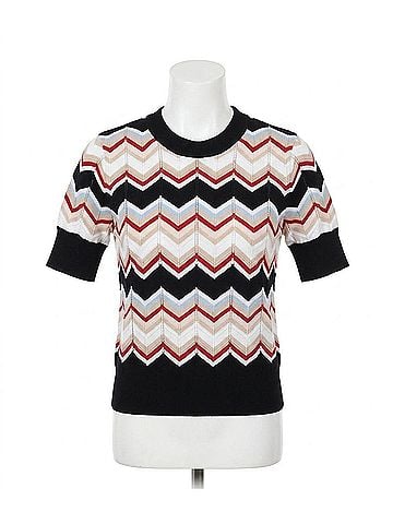Minnie Rose Chevron Short Sleeve Crew Tee in Navy Combo (view 1)