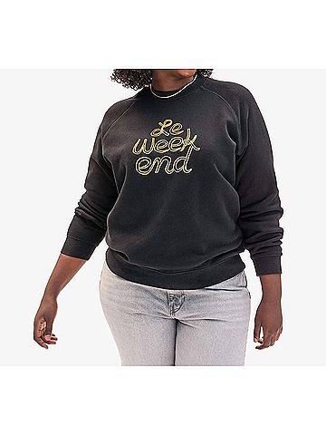 Clare V. Le Weekend Sweatshirt in Black Marigold (view 2)