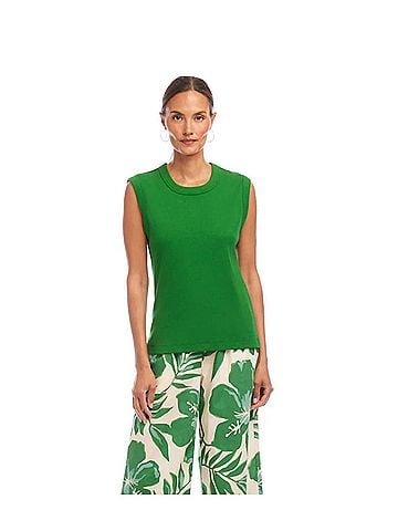Karen Kane Emmy Ribbed Tank Top in Emerald Green (view 2)
