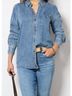 Rails Solid Blue Atticus Snap Front Top in Denim Size XS - photo 2