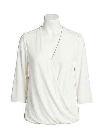 Karen Kane Daphne Drape Front Crossover Top in Cream (view 1)