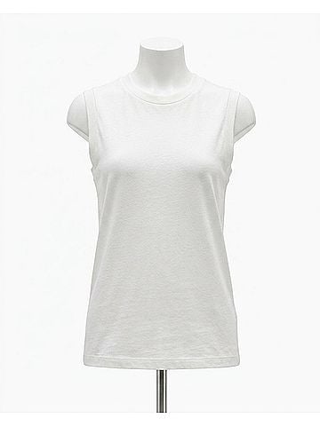 Closed Crewneck Cotton Tank Top in Ivory (view 1)