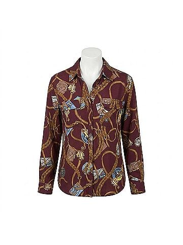 Ralph Lauren Patterned Button-Up Shirt in Burgundy (view 1)