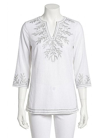 Gretchen Scott Designs The Reef Tunic in White &amp; Silver (view 1)