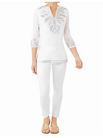 Gretchen Scott Designs The Reef Tunic in White &amp; Silver (view 2)
