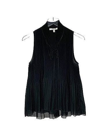 Derek Lam 8 Tie Neck Accordion Pleated Sleeveless Top Sleeveless T-Shirt (view 1)