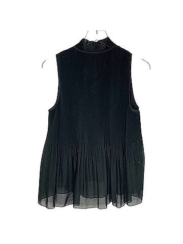 Derek Lam 8 Tie Neck Accordion Pleated Sleeveless Top Sleeveless T-Shirt (view 2)
