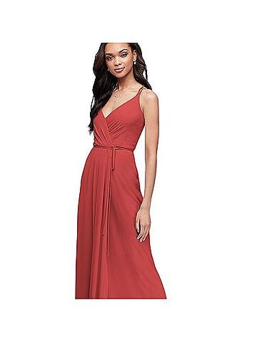 David's Bridal long georgette formal wrap dress Cocktail Dress (view 1)