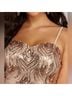 Windsor 100% Polyester Print Gold Ivory Cocktail Dress Size L - photo 4