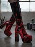 Dolls Kill Print Black Red Boots Size 9 - photo 5