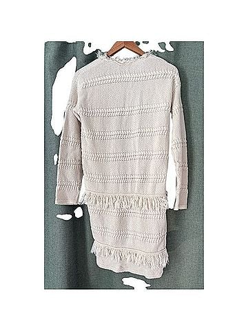 Mango Long Tiered Fringed Knit Cardigan Cardigan (view 2)