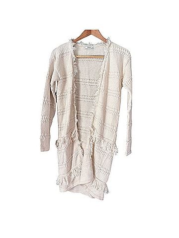 Mango Long Tiered Fringed Knit Cardigan Cardigan (view 1)