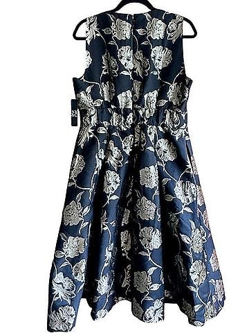 New York & Company Gold Floral Jacquard Fit &amp; Flare Cocktail Dress (view 2)