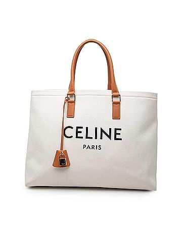 Céline Small Canvas Logo Print Horizontal Cabas Tote (view 1)
