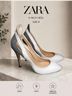 Zara White Gray Heels Size 9 - photo 4