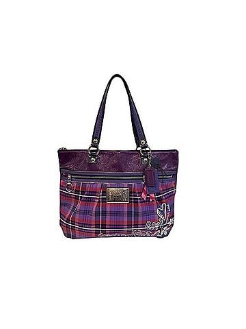 Coach Poppy Tartan Plaid Glam Tote Tote (view 1)