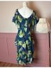 Robbie Bee Floral Blue Green Purple Cocktail Dress Size 12 - photo 4