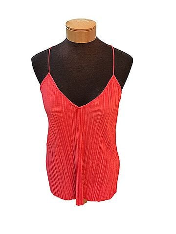 Topshop pleated coral spagetti strap Sleeveless Top (view 1)