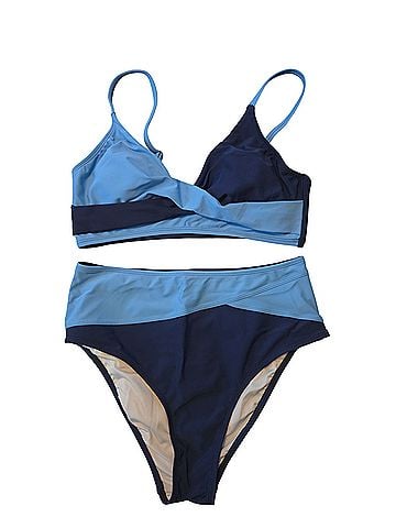 Cupshe blue colorblock scoop neck top high waist bottom Two Piece Swimsuit (view 1)