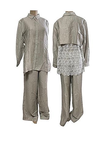 Anne Fontaine shirt and wide-leg trousers size 42 Lagen Eileen Long Sleeve Blouse (view 1)