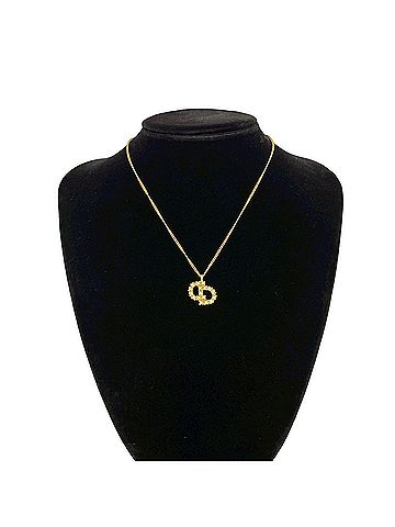 Christian Dior Christian Dior Vintage CD Logo Motif Necklace GP Pendant Accessory Gold 36082 (view 2)