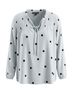 Como Black Polka Dots Blue White Long Sleeve Blouse Size 1X - photo 1