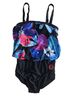 2Bamboo Floral Black Blue One Piece Swimsuit Size M - photo 1