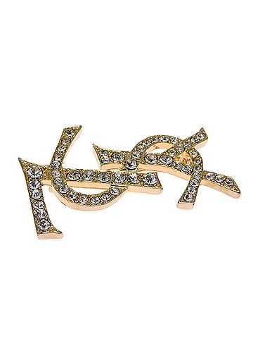 Yves Saint Laurent Yves Saint Laurent Rhinestone Brooch for Women and Men (GP) (view 2)