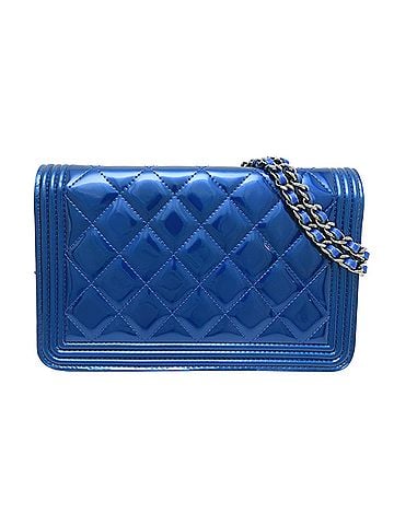Chanel Chanel Boy Chain Wallet, Women's Wallet Chain, Patent Leather, Blue (view 2)