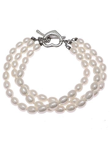 Tiffany & Co. Tiffany &amp; Co. Open Heart Pearl Triple Strand Bracelet for Women, Sterling Silver 925 (view 1)