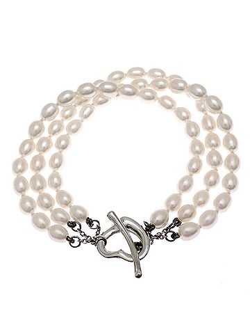 Tiffany & Co. Tiffany &amp; Co. Open Heart Pearl Triple Strand Bracelet for Women, Sterling Silver 925 (view 2)