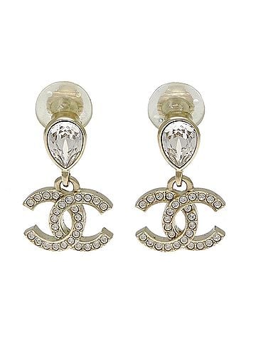 Chanel Chanel Coco Mark Drop Rhinestone Earrings for Women AGB010 Metal (view 1)