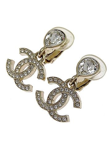 Chanel Chanel Coco Mark Drop Rhinestone Earrings for Women AGB010 Metal (view 2)