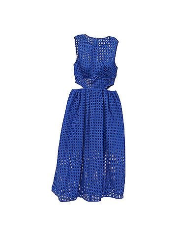 Self-Portrait Self-Portrait Cutout Broderie Anglaise Midi Dress in Blue Cotton (view 1)