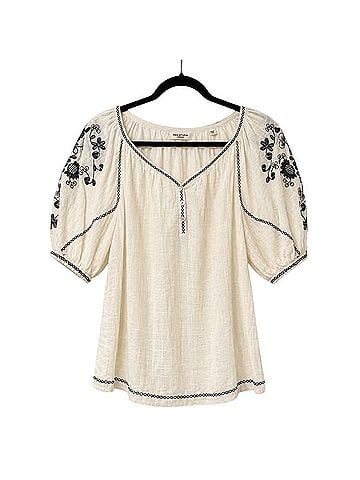 Max Studio London Embroidered Peasant Blouse Short Sleeve T-Shirt (view 1)