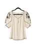 Max Studio Floral Ivory Black Short Sleeve T-Shirt Size XS - photo 2