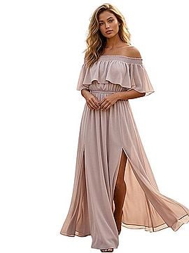Show Me Your Mumu beige  Off-Shoulder Maxi Dress Casual Dress (view 1)