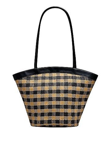 Madewell Paper Straw Gingham Tote Bag Tote (view 1)