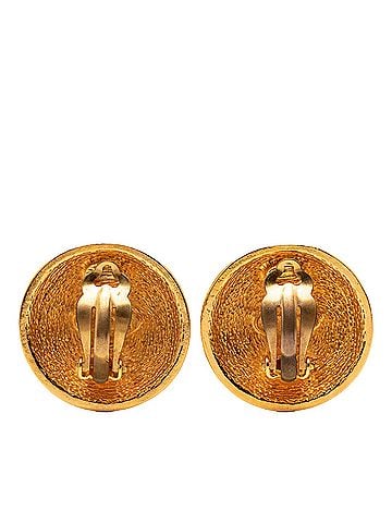 Chanel Gold Plated CC Quilted Round Clip On Earrings (view 2)