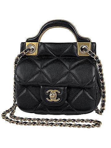 Chanel Chanel Coco Mark Mini Flap Chain Shoulder Bag, Matelassé Leather, Black AP2271, Women's (view 1)