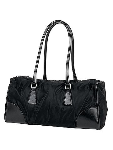 Prada Prada PRADA Logo Plate Handbag Mini Boston Nylon Nero (Black) BR0607 Women's (view 1)