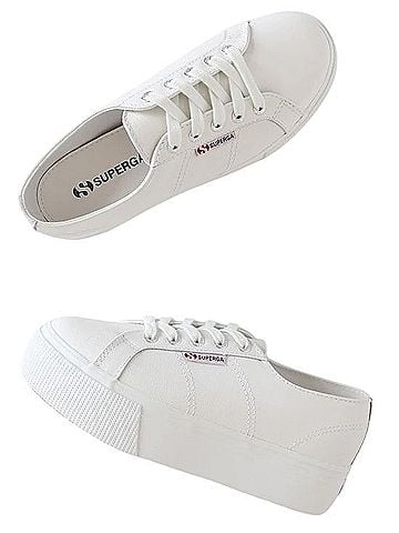 Superga White Platform Leather Sneakers Sneakers (view 1)