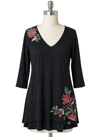 JW Los Angeles Embroidered Tunic Long Sleeve Blouse (view 1)
