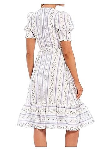 Antonio Melani Linen Floral Stripe Wrap Midi Dress Casual Dress (view 2)