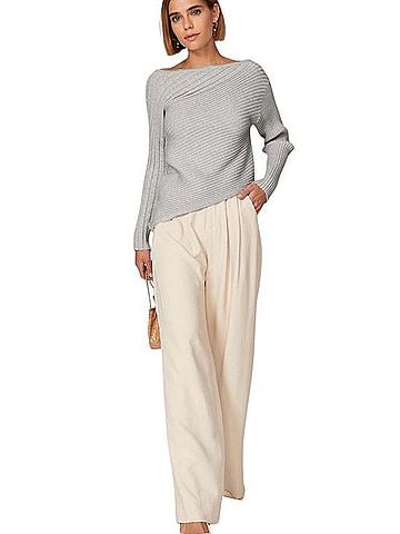 Milly Asymmetric Boat Neck Sweater Pullover Sweater (view 1)