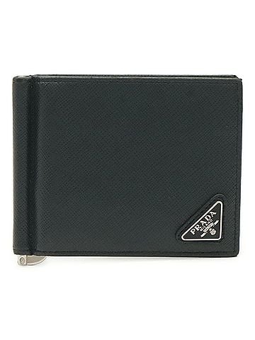Prada PRADA Triangle Bi-fold Wallet, Bill Clip Style, Leather, Navy Blue, 2MN077 (view 2)