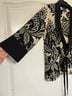 DKNY 100% Silk Damask Black Ivory Jacket Size 8 - photo 4