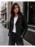 ALLSAINTS 100% Lambskin 62% Viscose 38% Cotton 100% Polyester Solid Black Leather Jacket Size 4 - photo 12