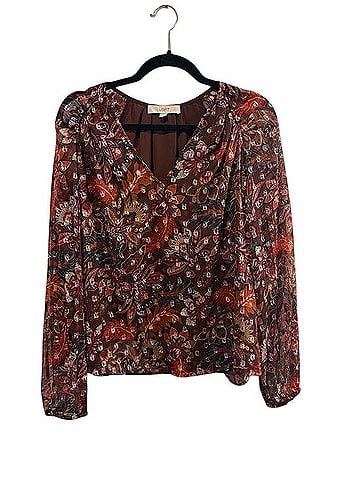 LOFT The Original Sheer Floral V-Neck Blouse Long Sleeve T-Shirt (view 1)