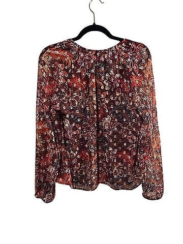 LOFT The Original Sheer Floral V-Neck Blouse Long Sleeve T-Shirt (view 2)